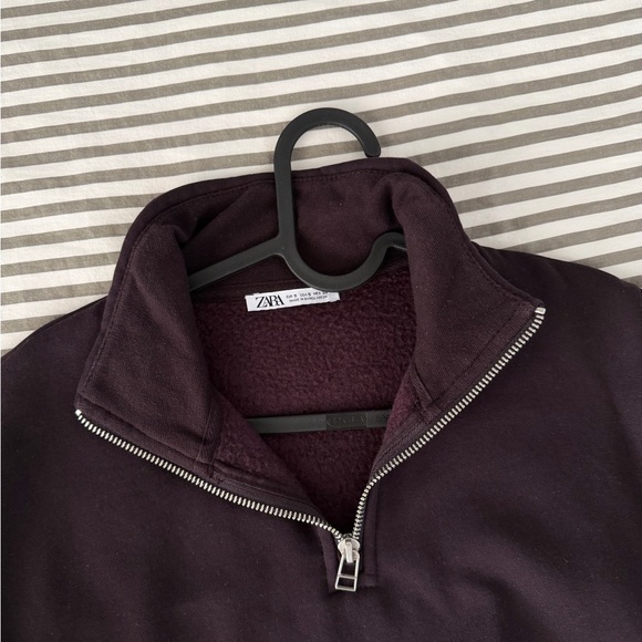 Zara Other - Zara Men's Deep Dark Purple Quarter-Zip Sweater
